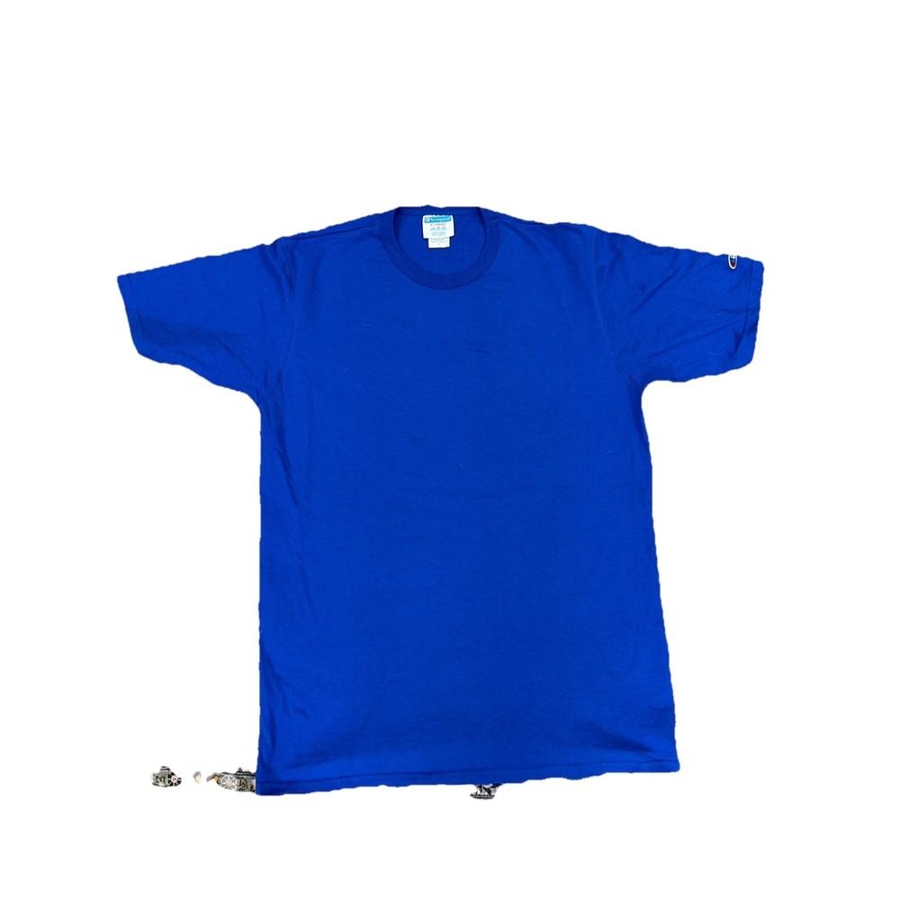 Champion Authentic Men XL Royal Blue Blank Crewneck T-Shirt Embroidered Sleeve C